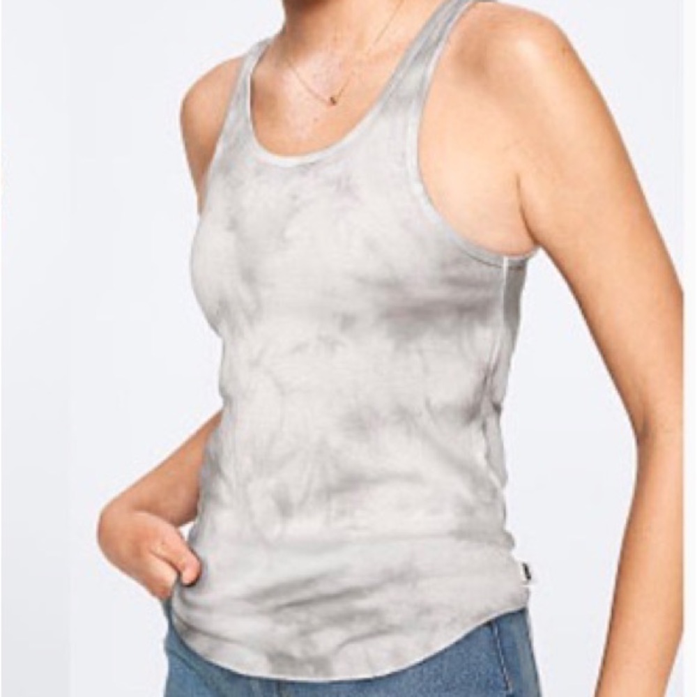 PINK VS gray ribbed tie dye racerback tank